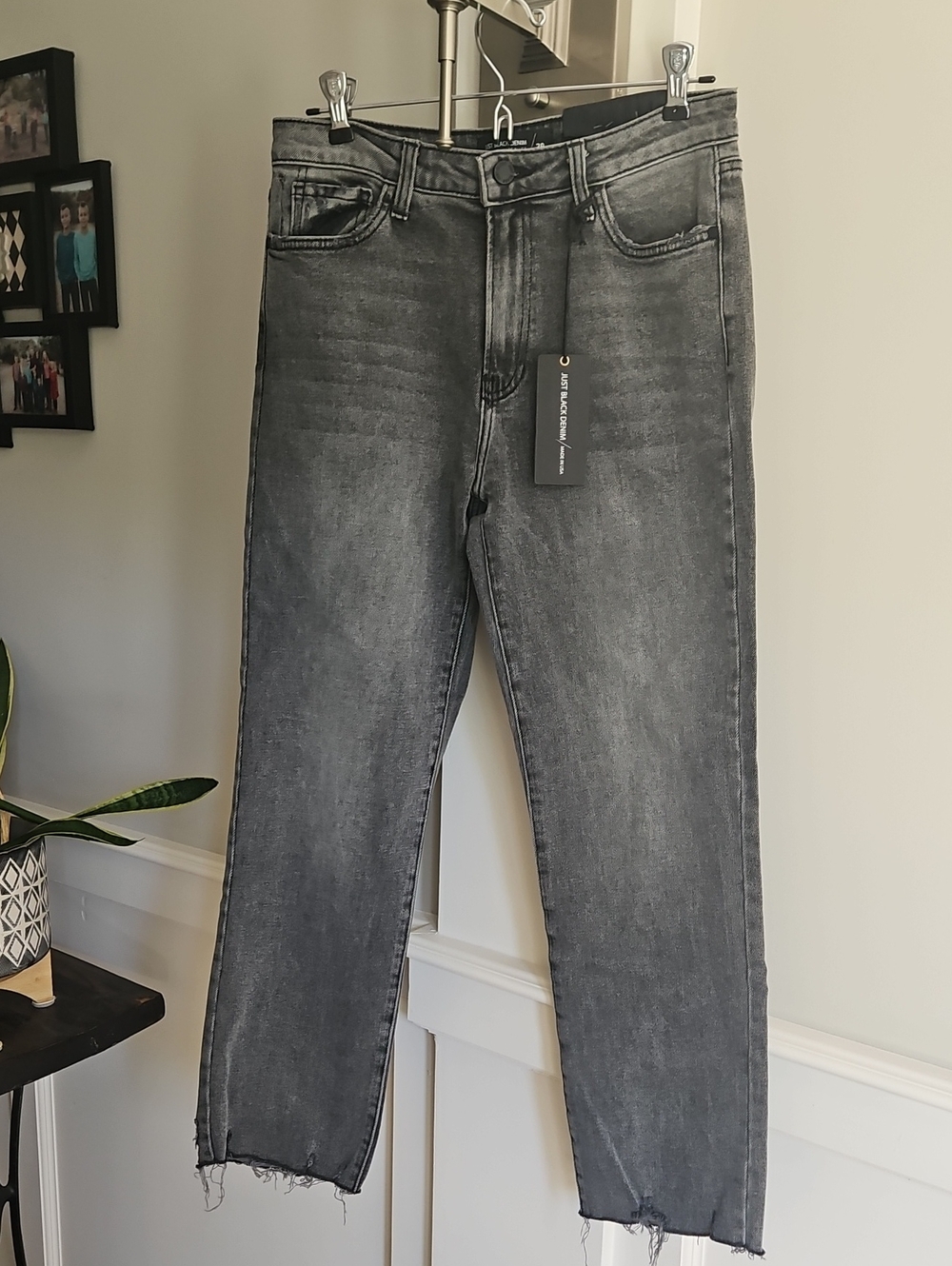 BNWT Just Black Denim 29 High Rise Vintage Straight Leg Jeans in Grey